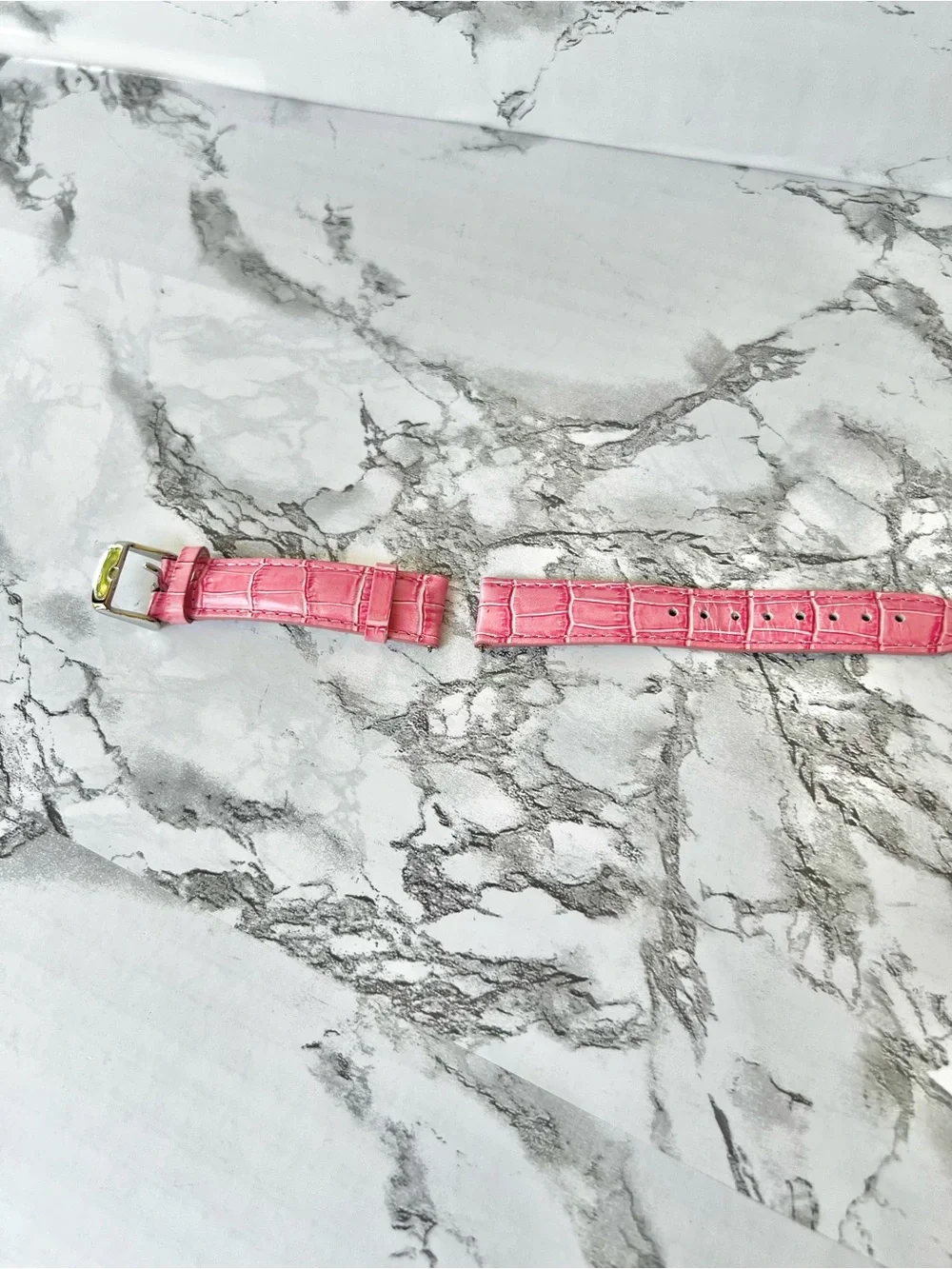 Watch Strap Pink Genuine Leather Croc EmbossedcPrint Replacement 18mm